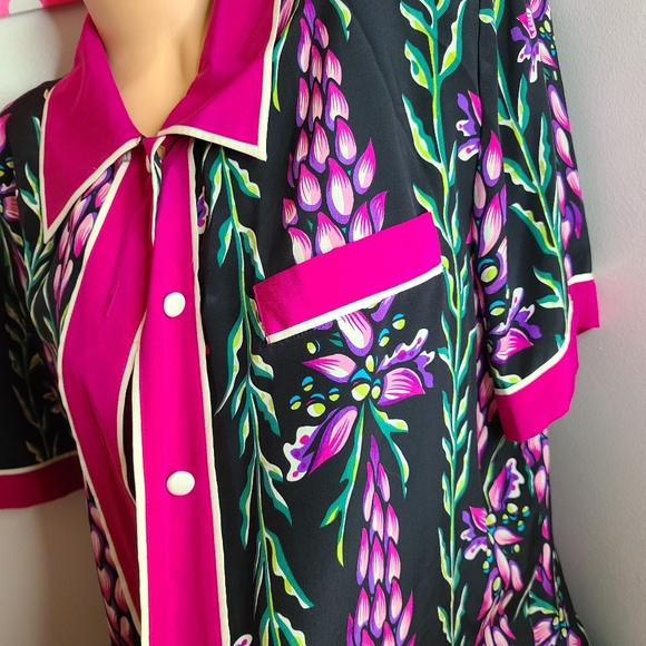 VTG Bob Mackie 100% Silk Pink and Black Wearable Art Set Size XL - Picture 3 of 7